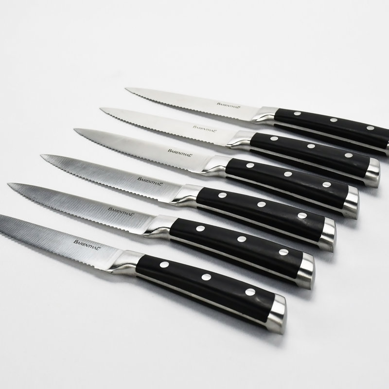 Barenthal 6Piece German Stainless Steel Steak Knives Set, 5” SerratedEdge Blade With Triple